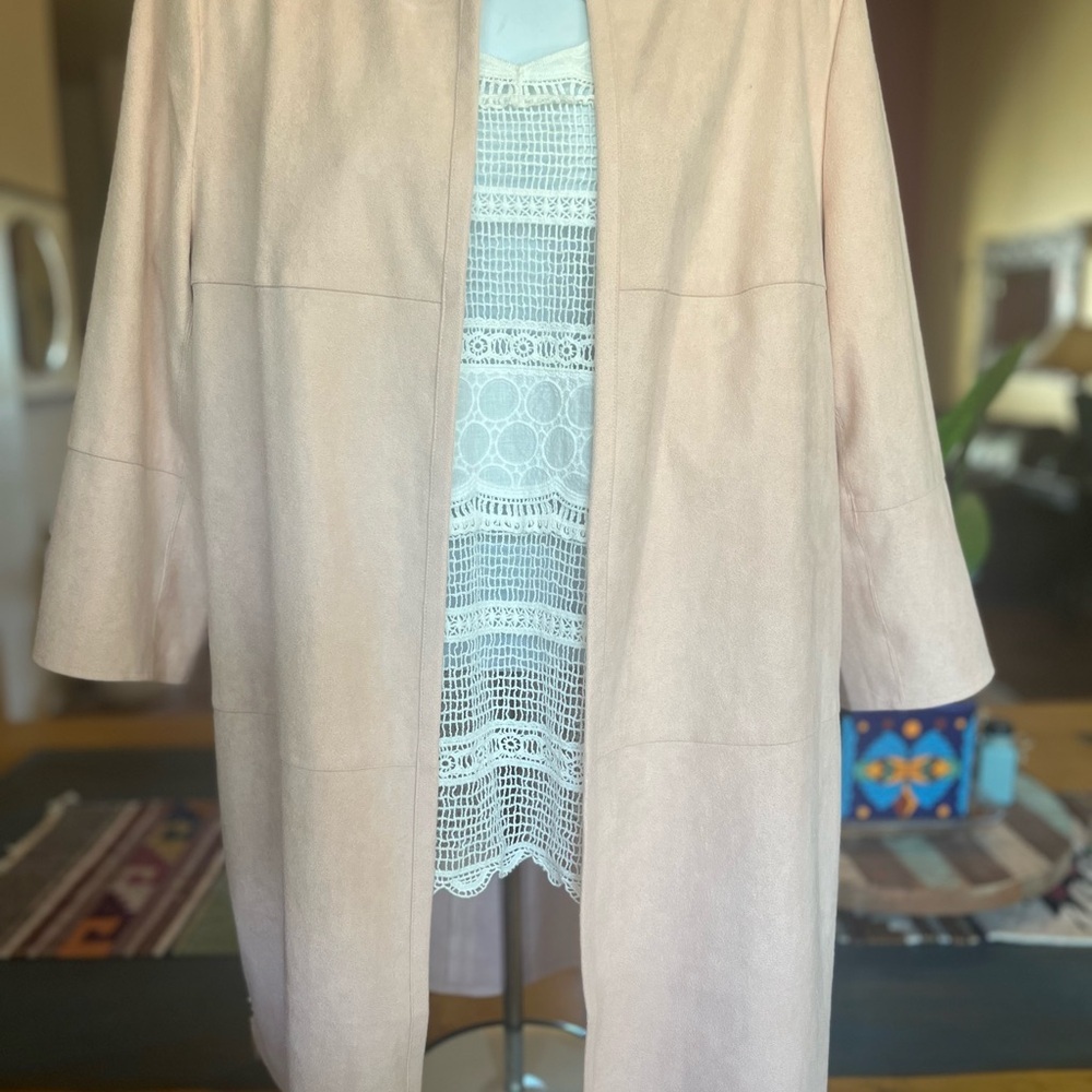 NWOT Faux Suede Midi Pink Chico’s jacket size medium - Picture 2 of 4